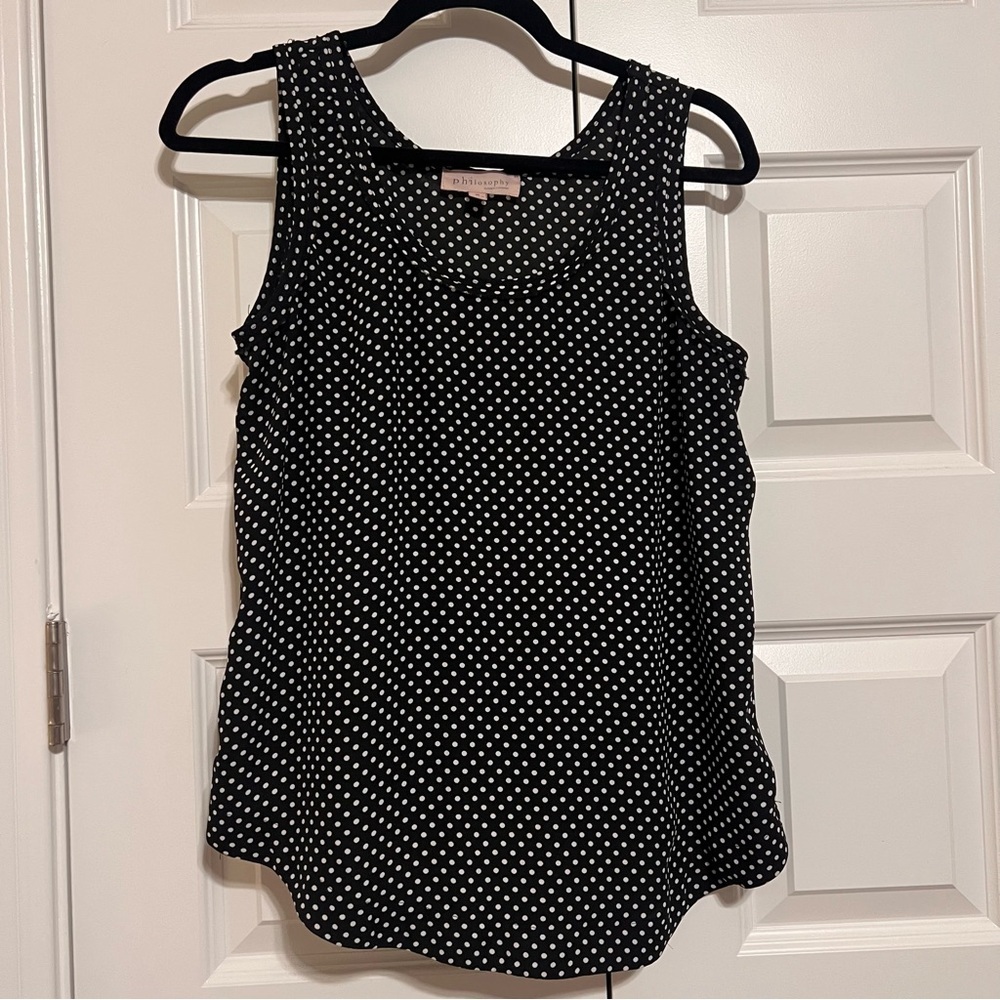 Philosophy Black and White Polka Dot Tank Top